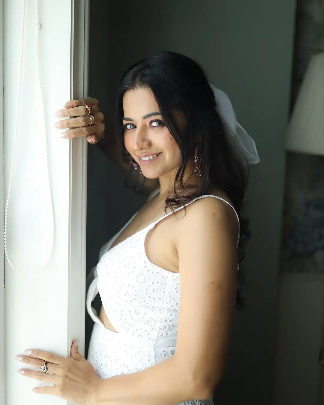 Ridheema Tiwari Stills in Beautiful Sleeveless White Gown